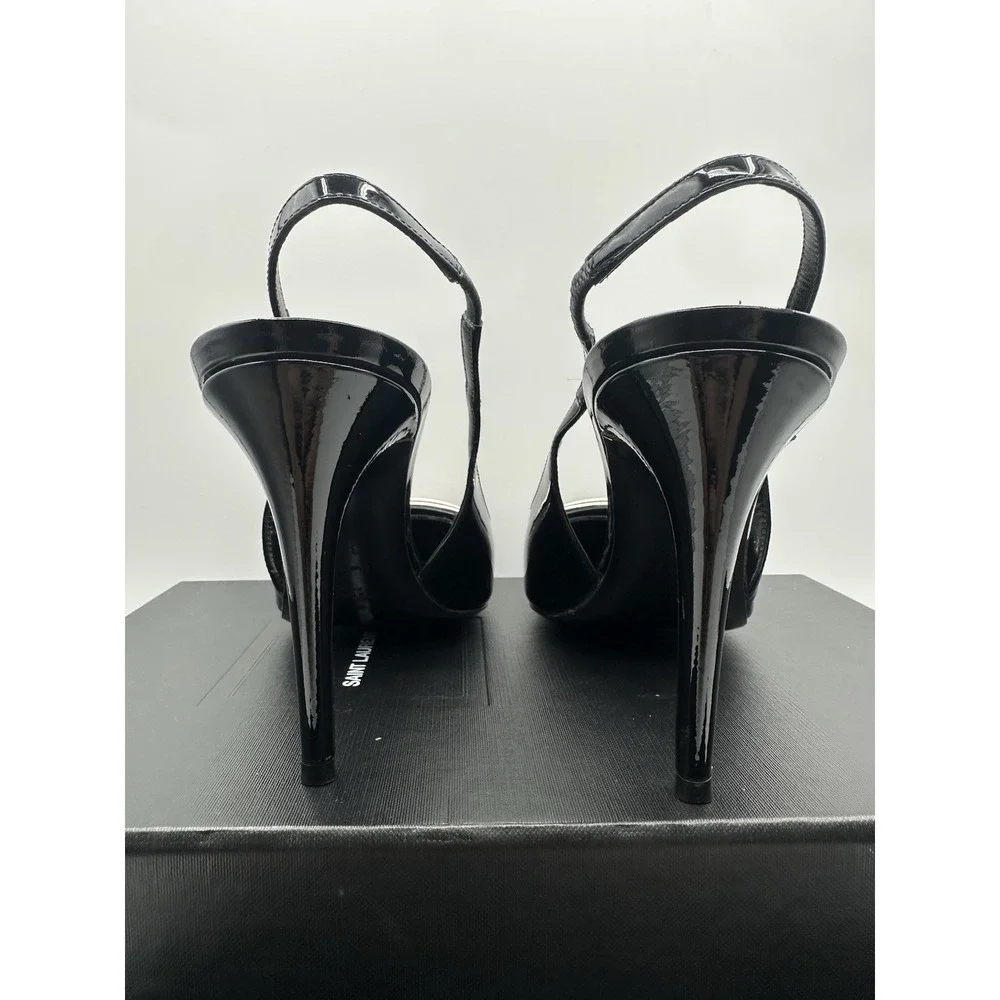 Saint Laurent Avenue Pointed Toe Slingback Pump Shoes Size 38.5 Negro - Picture 8 of 10